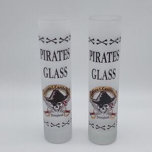 2x DISNEYLAND Pirates of the Caribbean 7.5" Tall Frosted PIRATES Shot Glass